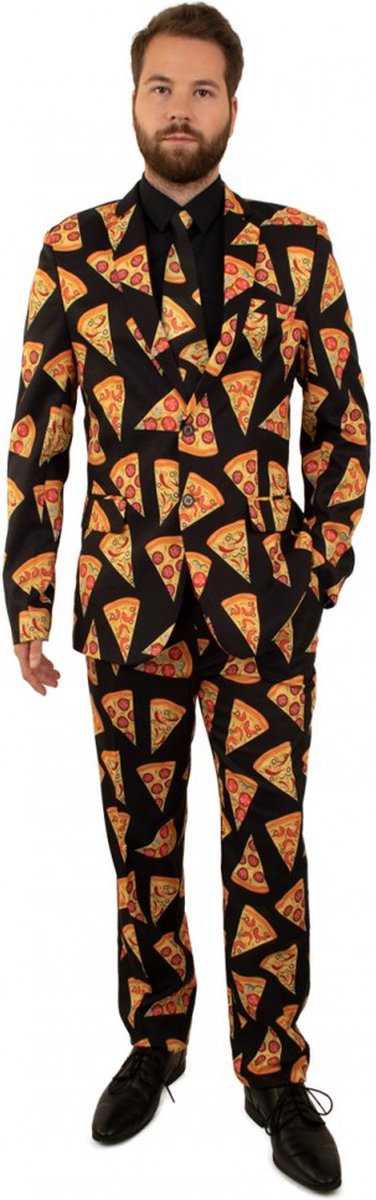 Eten & Drinken Kostuum | Slice Of Pizza 3delig | Man | Maat 46 | Carnaval kostuum | Verkleedkleding